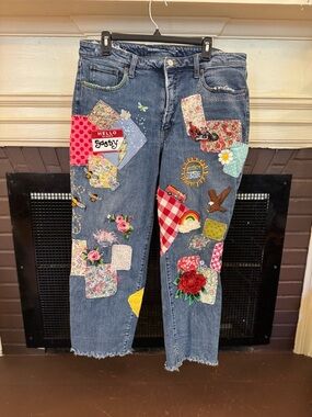 Old Navy Multicolor Patchwork Straight-Leg Jeans